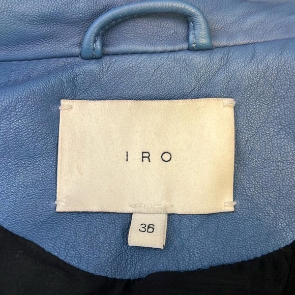 IRO ASHVILLE SZ 36 / US 4 LAMB LEATHER JACKET BLUE DENIM - Picture 10 of 16